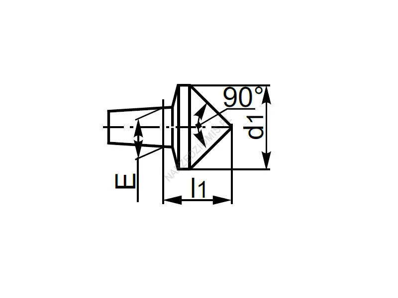 Rysunek techniczny: Końcówka wymienna do kła obrotowego 90 st. wewnętrzna: T.8843 MS2 - KOLNO